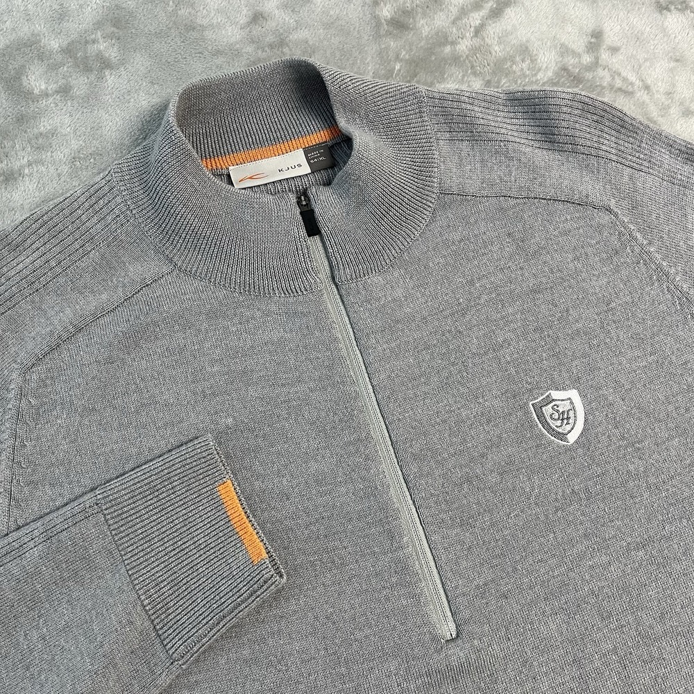 KJUS 100% Wool Engineered Half Zip Pullover Sweater Mens XL Gray Golf Knit Hike